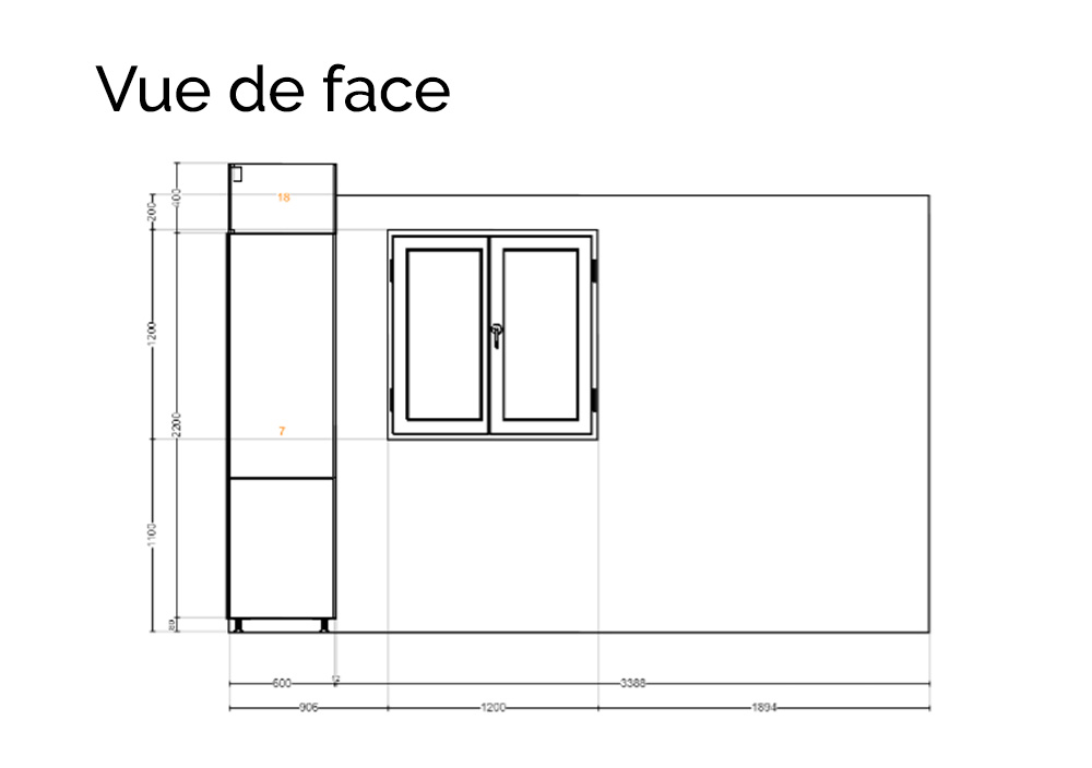 Plan de la cuisine Ikea avec des façades Bocklip vue de face