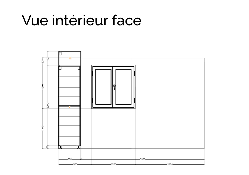 Plan de la cuisine Ikea avec des façades Bocklip vue intérieure face