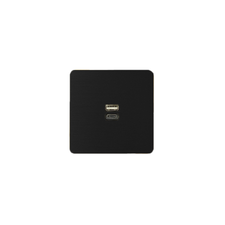 Prise USB A-C en noir mat
